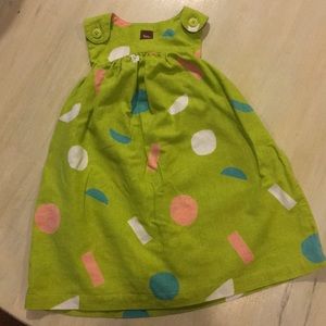 Toddler Girls Dress-Green w/ Polka Dots Size 3-Tea
